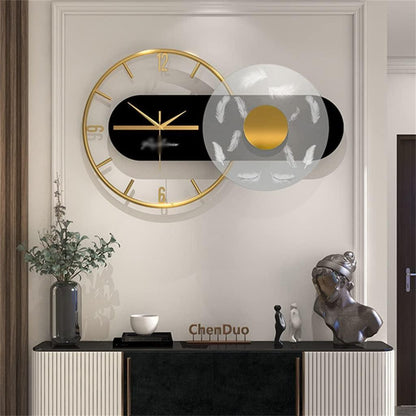 Verity Artistic Black and Gold Round Metal Wall Clock Decor