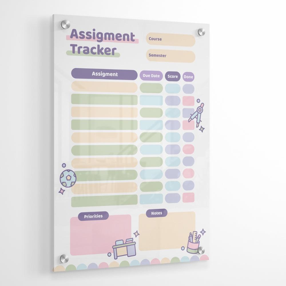 Assignment Tracker Glass Writing Board- Printed Acrylic Wall Planner