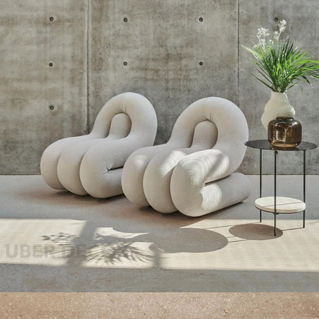 Cloud Drift Modern European Sculptural Accent Chair with Fixed Base Lounge Chair for Living Room and Lounge