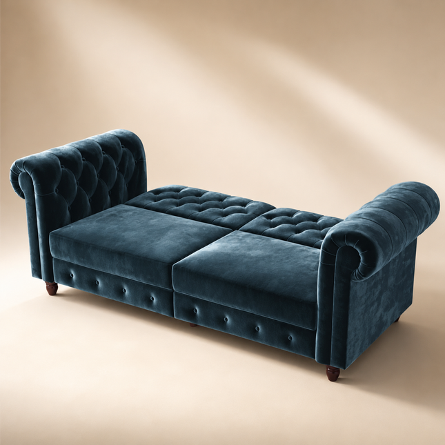 London 89" Futon Sofa- Classic Tufted Chesterfield Style Futon Sofa