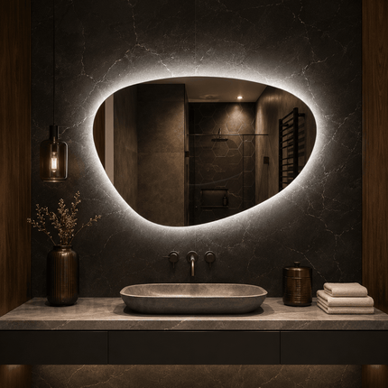 Noma Organic LED Mirror – Frameless Wall Hanging Mirror with Front or Back Lit for Vanity & Bathroom
