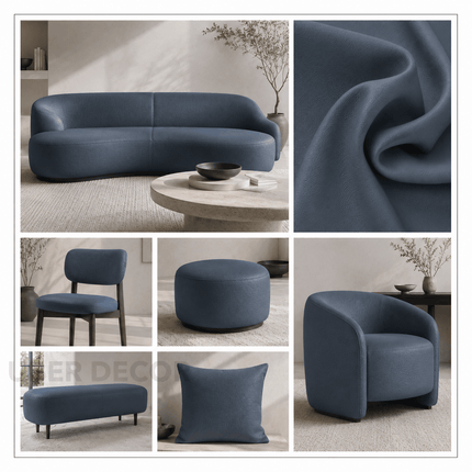 KOREAN LEATHER- Leatherette Faux Leather Upholstery Fabric- Slate Blue