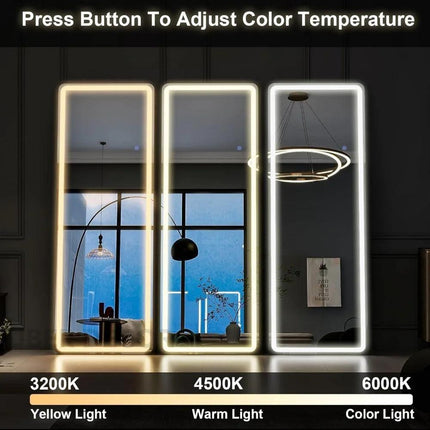 Radiance Led Mirror- Rectangle Shape LED Full Length Mirror with Touch Button, 3 Colour Changing Mode