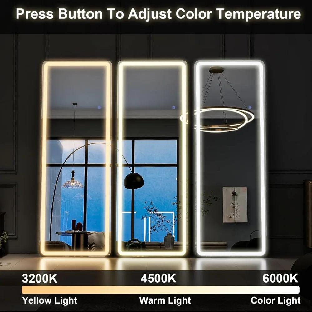 Radiance Led Mirror- Rectangle Shape LED Full Length Mirror with Touch Button, 3 Colour Changing Mode