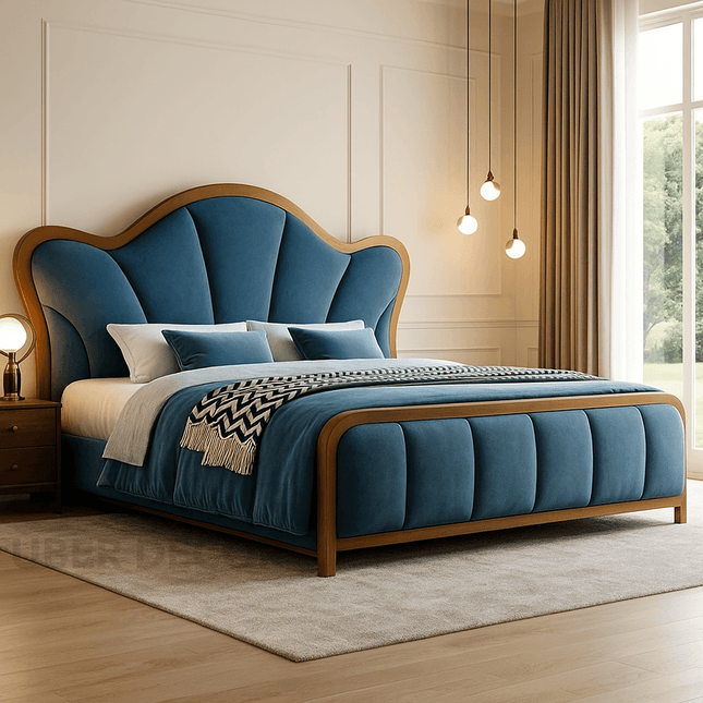 Restful Haven Japandi Curved Luxury Bed with Storage – Modern Bedroom Centerpiece