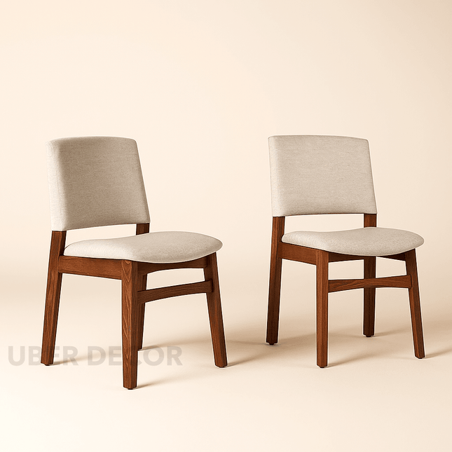 Veroa Mid Century Dining Chair Set of 2 Solid Wood Legs Custom Made Design Ideal for Dining Room Kitchen Dining Area - Uber Decor