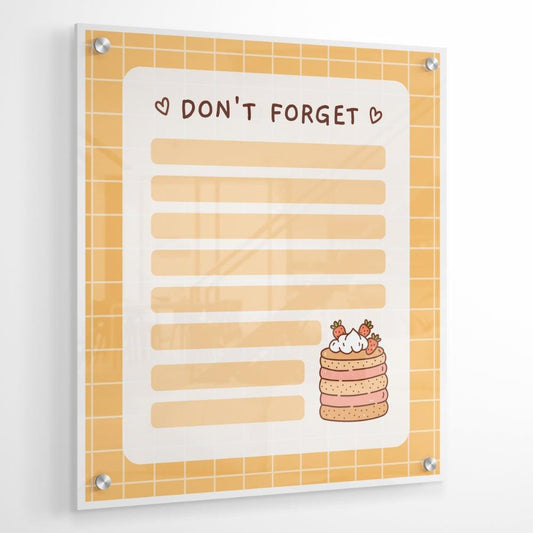 Pancakes Don't forget Glass Writing Board- Printed Acrylic Wall Planner