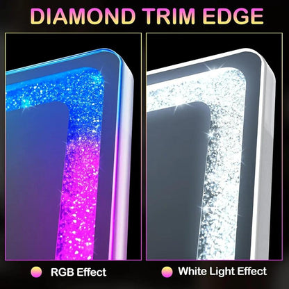 Prisma LED Mirror- Rectangle Shape Full Length Aluminium Framed LED Mirror with Touch Button & Multicolour RGB Backlight & Stand