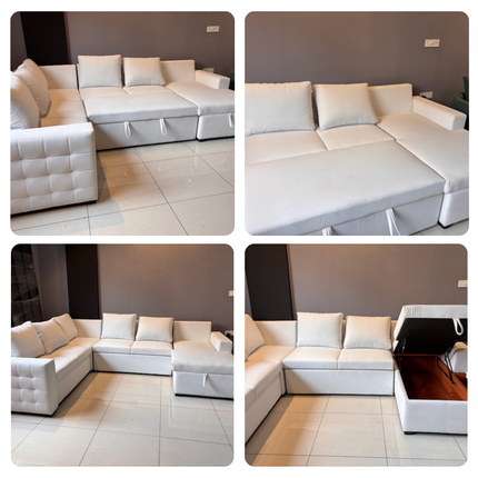 Florence Sectional Sleeper Sofa - 6 Seater Convertible Sofa with Pull-Out Bed - Uber Decor