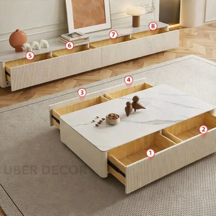 Nuvano Line – Luxury TV Cabinet, Modern Fluted Console, Minimalist Design, Low Base, Living Room Entertainment Unit