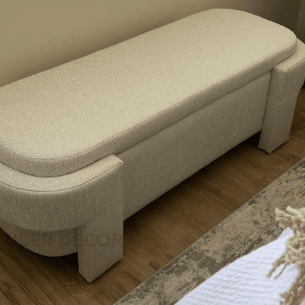 Zarelle Curved Modern Flip Top Storage Bench – Japandi-Meets-European Organizer for Bedroom, Entryway & Lounge Spaces