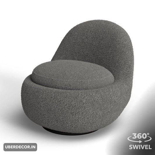 Alyra- Round Laid Back Upholstered Swivel Accent Lounge Chair for Office or Home