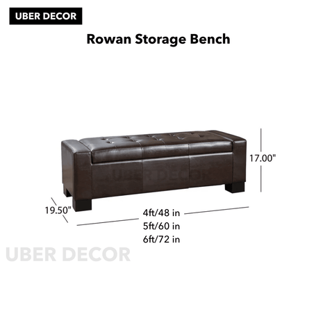 Rowan Rectangular Storage Bench with Lift Top Lid Classic Organizer for Bedrooms, Living Rooms & Entryway Corners - Uber Decor