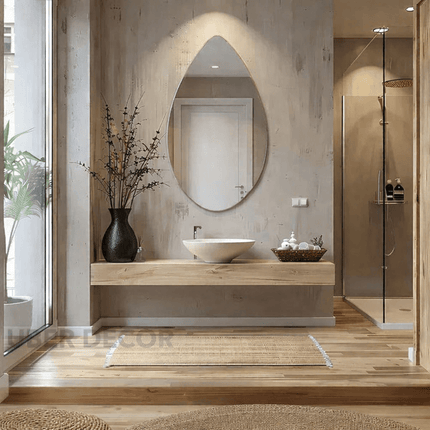 Olen Frameless HD Mirror - Elegant Ellipse Wall Mirror for Bathroom, Entryway & Japandi-Inspired Spaces