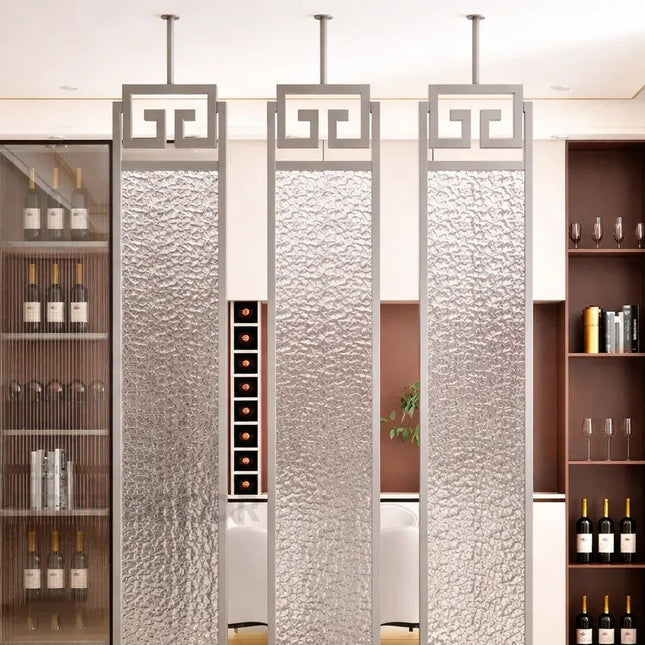 IONYX Stainless Steel Glass Room Divider With Ribbed Panel Modules For Living Room Bedroom And Transitional Interior Zones