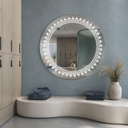 Illuvia Traditional Design Round led mirror- 3-colour front lit or back lit touch button led frameless bathroom vanity mirror