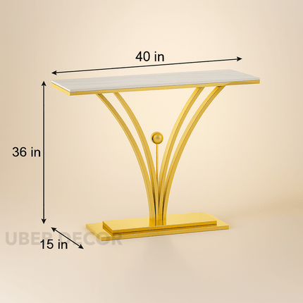 Aurion Wave Console Table – Custom Marble Top with Sculptural Arched Base Mid‑Century Modern Accent
