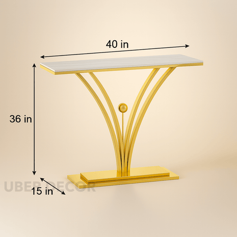 Aurion Wave Console Table – Custom Marble Top with Sculptural Arched Base Mid‑Century Modern Accent - Uber Decor