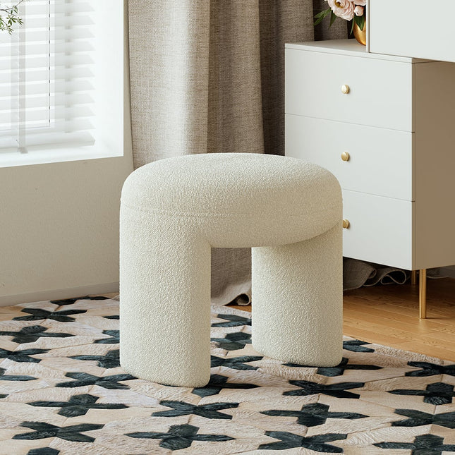 Trilo Form Vanity Stool Backless Makeup Accent Chair Modern Minimalist Sculptural Seating for Bedroom and Dressing Room Interiors Shop Now