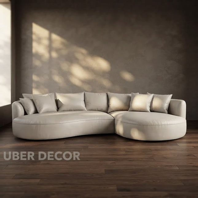 Boucle Breeze 105 in Curved Sofa – In Stock Faux Leather Luxury Couch - Quick Dispatch