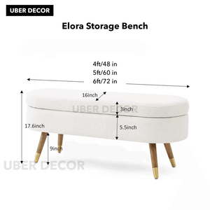 Elora Oval Storage Bench with Lift Top Lid - Uber Decor
