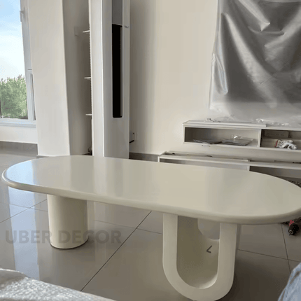 Jordan Shiro Japanese Minimalist Oval Coffee Table with Storage Shelf for Living Room Bedroom