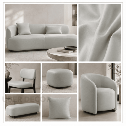 KOREAN LEATHER- Leatherette Faux Leather Upholstery Fabric- Light Gray