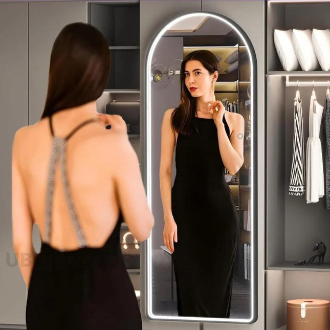 LED Arch - Arched Shape Aluminium Framed LED Full Length Mirror with Touch Button 3 Colour Changing Mode and Stand