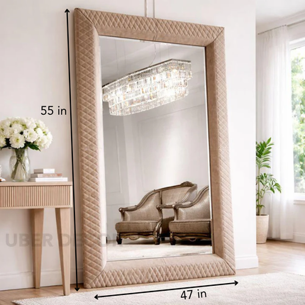 Cambridge Classic Tufted Full Length Rectangular Upholstered Mirror - Uber Decor