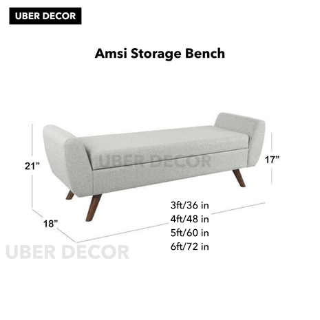 Amsi Mid-Century Modern Flip Top Storage Bench – Japandi-Inspired Entryway & Bedroom Organizer - Uber Decor