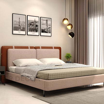 Modern Muse Bed – Dual-Tone Upholstered Headboard Platform Bed