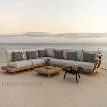 Nairobi Sectional Sofa with Chaise Modern Japandi Solid Wood Frame Sofa