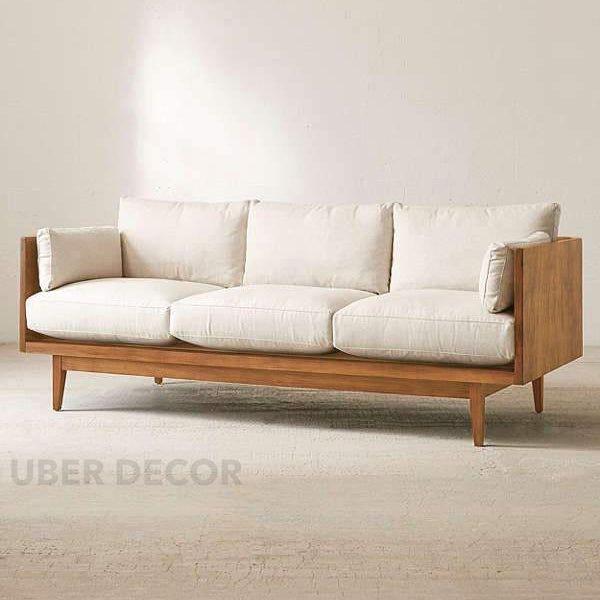 Suez 3-Seater Modern Wooden Sofa Minimalist Mid-Century Couch for Living Room