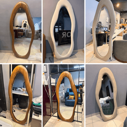 Modern Wavy Edge Full Length Standing Mirror-Large Sized Aesthetic Unique Stylish Mirror for Bedroom