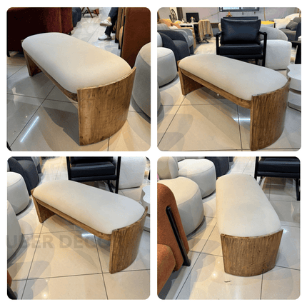 Sova Arc – Nordic Minimalist Solid Wood Bench with Comfort Cushion for Bedroom, Living Room, or Entryway