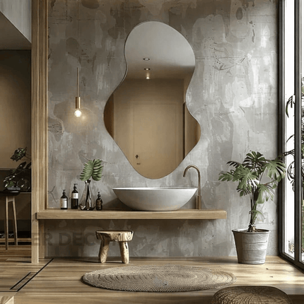 Vara Frameless HD Mirror Irregular Wall Mirror with Wavy Silhouette for Bathroom, Living Room & Entryway