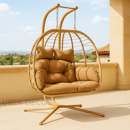 OceanBud Cocoon Swing Chair – Breezy Nature-Inspired Comfort | Boho Modern Form for Gardens, Patios, Balconies & Living Rooms