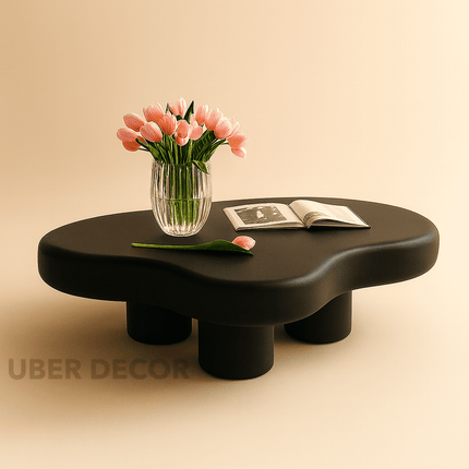 Tigris Blanc Cloud Coffee Table – White Sculptural MDF Top with Irregular Organic Form and Rounded Legs – Minimalist Accent for Kawaii-Inspired and Modern Living Rooms
