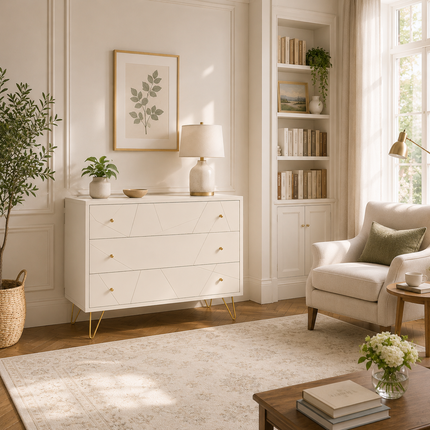 Linea Luxe Modern Minimalist Solid Wood Chest of Drawers Ideal for Bedroom, Living Room & Entryway