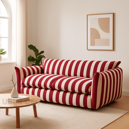 Helsinki Vintage Striped Sofa Modern Retro Accent Couch for Living Room or Lounge