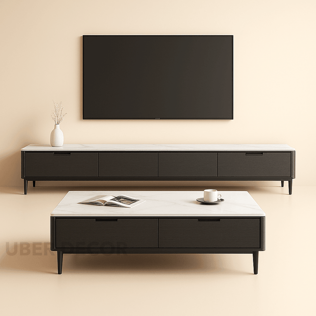 Vetra Slim – Aesthetic TV Unit, Coffee Table Nordic Inspired Minimal Drawer Design