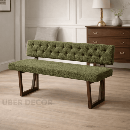 Nira Harmony Contemporary Solid Wood Bench with Backrest Modern Customisable Seating for Dining Living Lounge and Entryway