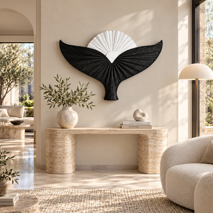 Winged Sunrise Japandi Wood Wall Art – Bird Sculpture for Living Room