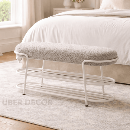 NordSleek Shoe Organizer Stool | Advanced Nordic Design for Entryway & Clothing Store | Multifunctional Furniture Piece