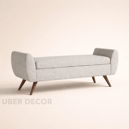 Amsi Mid-Century Modern Flip Top Storage Bench – Japandi-Inspired Entryway & Bedroom Organizer