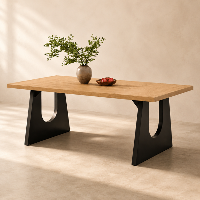 Meadow Gather Solid Wood Dining Table Modern Contemporary Design with Sculptural Base for Dining Room