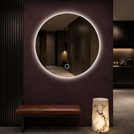 Illuvia Traditional Design Round led mirror- 3-colour front lit or back lit touch button led frameless bathroom vanity mirror