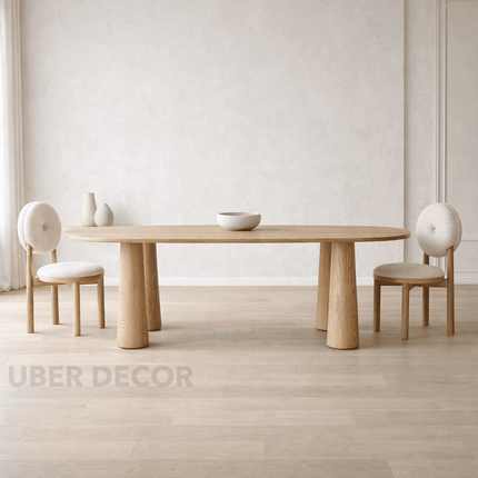Lynne Haven Oval Dining Table Scandinavian Japandi Design Sculptural Tapered Legs Ideal for Dining Room