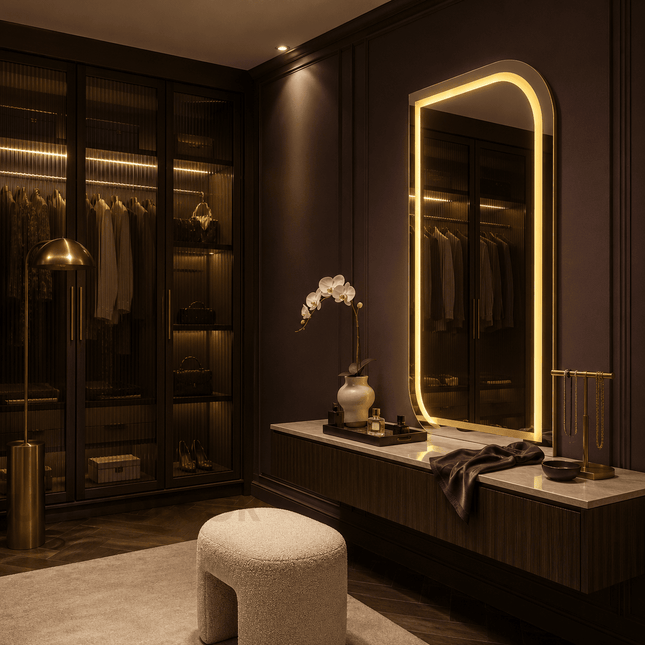 Clover LED Dressing Mirror – Frameless Front Lit or Back Lit Mirror for Bedroom & Vanity