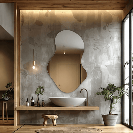 Vara Frameless HD Mirror Irregular Wall Mirror with Wavy Silhouette for Bathroom, Living Room & Entryway